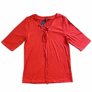 The Limited Ribbed Lace Up Top